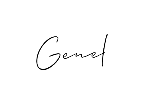 Make a beautiful signature design for name Genel. With this signature (Allison_Script) style, you can create a handwritten signature for free. Genel signature style 2 images and pictures png