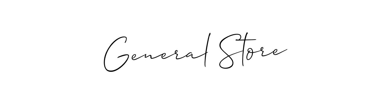 Similarly Allison_Script is the best handwritten signature design. Signature creator online .You can use it as an online autograph creator for name General Store. General Store signature style 2 images and pictures png