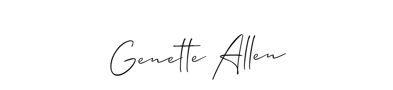 Make a short Genette Allen signature style. Manage your documents anywhere anytime using Allison_Script. Create and add eSignatures, submit forms, share and send files easily. Genette Allen signature style 2 images and pictures png