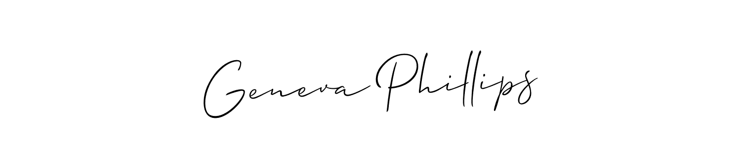 How to make Geneva Phillips name signature. Use Allison_Script style for creating short signs online. This is the latest handwritten sign. Geneva Phillips signature style 2 images and pictures png