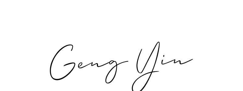 It looks lik you need a new signature style for name Geng Yin. Design unique handwritten (Allison_Script) signature with our free signature maker in just a few clicks. Geng Yin signature style 2 images and pictures png