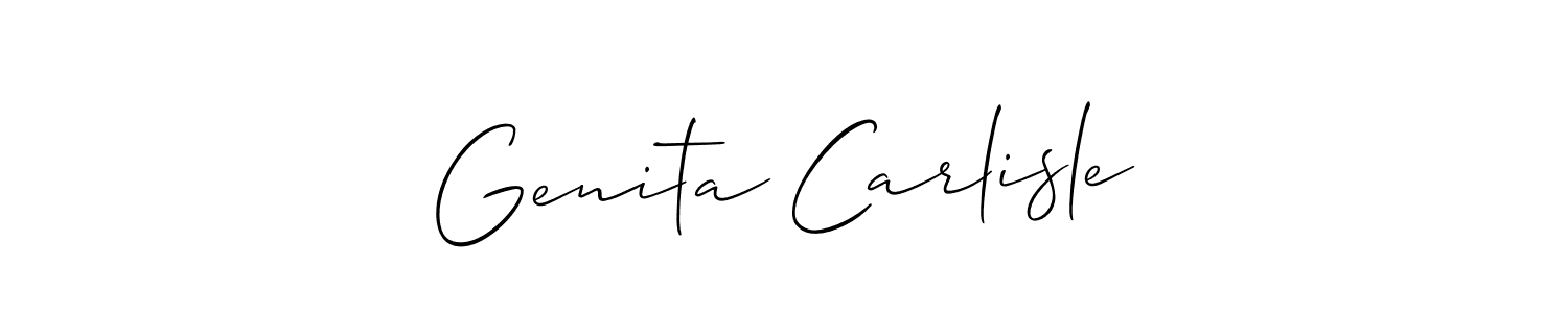 Use a signature maker to create a handwritten signature online. With this signature software, you can design (Allison_Script) your own signature for name Genita Carlisle. Genita Carlisle signature style 2 images and pictures png