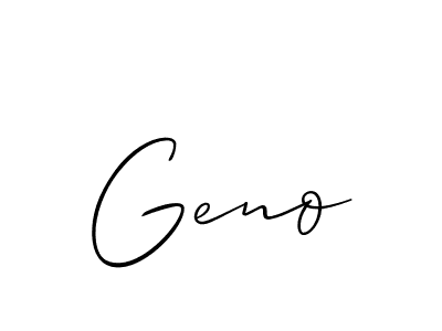 Design your own signature with our free online signature maker. With this signature software, you can create a handwritten (Allison_Script) signature for name Geno. Geno signature style 2 images and pictures png