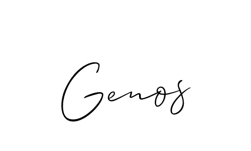 Use a signature maker to create a handwritten signature online. With this signature software, you can design (Allison_Script) your own signature for name Genos. Genos signature style 2 images and pictures png