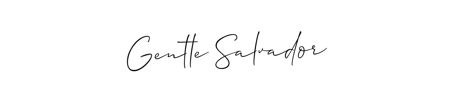 How to make Gentle Salvador name signature. Use Allison_Script style for creating short signs online. This is the latest handwritten sign. Gentle Salvador signature style 2 images and pictures png