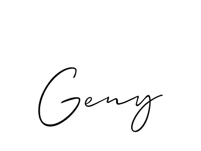 Make a beautiful signature design for name Geny. With this signature (Allison_Script) style, you can create a handwritten signature for free. Geny signature style 2 images and pictures png