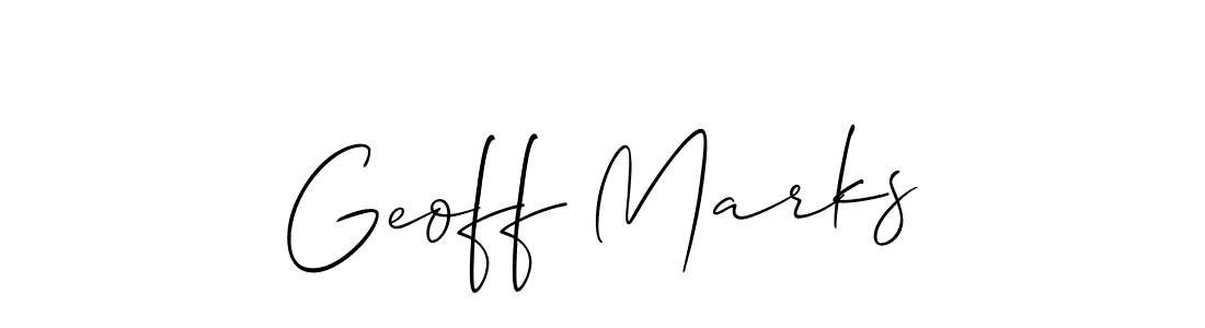 The best way (Allison_Script) to make a short signature is to pick only two or three words in your name. The name Geoff Marks include a total of six letters. For converting this name. Geoff Marks signature style 2 images and pictures png