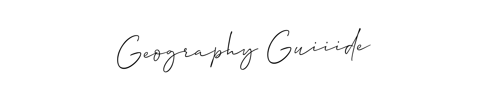 It looks lik you need a new signature style for name Geography Guiiide. Design unique handwritten (Allison_Script) signature with our free signature maker in just a few clicks. Geography Guiiide signature style 2 images and pictures png