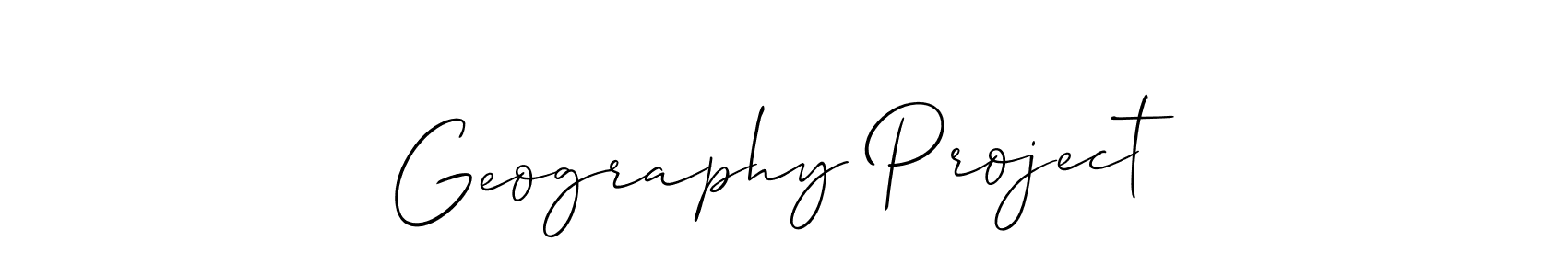 Create a beautiful signature design for name Geography Project. With this signature (Allison_Script) fonts, you can make a handwritten signature for free. Geography Project signature style 2 images and pictures png