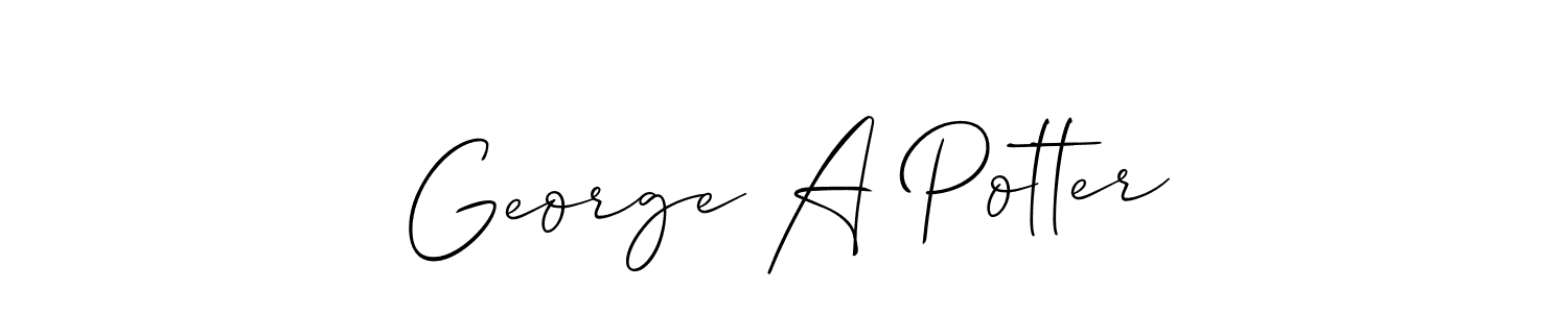 Make a short George A Potter signature style. Manage your documents anywhere anytime using Allison_Script. Create and add eSignatures, submit forms, share and send files easily. George A Potter signature style 2 images and pictures png