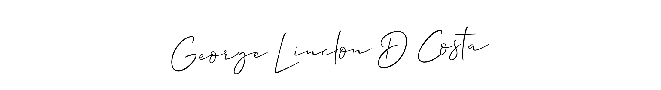 This is the best signature style for the George Linclon D Costa name. Also you like these signature font (Allison_Script). Mix name signature. George Linclon D Costa signature style 2 images and pictures png