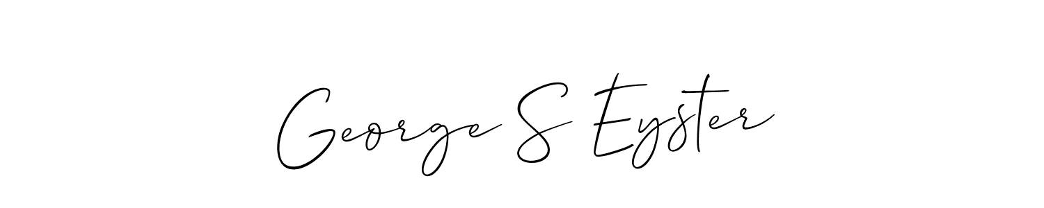The best way (Allison_Script) to make a short signature is to pick only two or three words in your name. The name George S Eyster include a total of six letters. For converting this name. George S Eyster signature style 2 images and pictures png