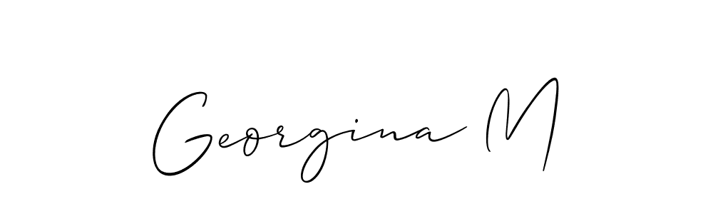 How to make Georgina M name signature. Use Allison_Script style for creating short signs online. This is the latest handwritten sign. Georgina M signature style 2 images and pictures png