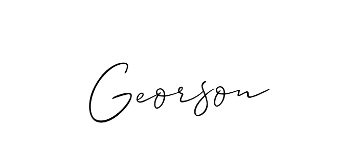 The best way (Allison_Script) to make a short signature is to pick only two or three words in your name. The name Georson include a total of six letters. For converting this name. Georson signature style 2 images and pictures png