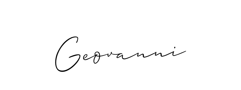 How to make Geovanni signature? Allison_Script is a professional autograph style. Create handwritten signature for Geovanni name. Geovanni signature style 2 images and pictures png