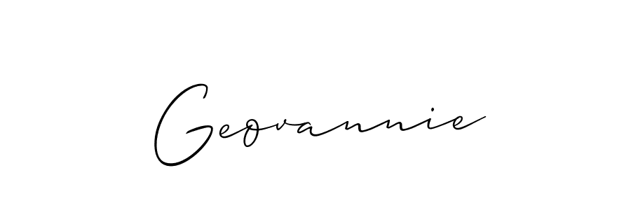 Create a beautiful signature design for name Geovannie. With this signature (Allison_Script) fonts, you can make a handwritten signature for free. Geovannie signature style 2 images and pictures png