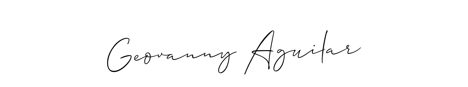 Make a short Geovanny Aguilar signature style. Manage your documents anywhere anytime using Allison_Script. Create and add eSignatures, submit forms, share and send files easily. Geovanny Aguilar signature style 2 images and pictures png