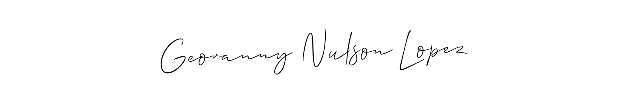 How to Draw Geovanny Nulson Lopez signature style? Allison_Script is a latest design signature styles for name Geovanny Nulson Lopez. Geovanny Nulson Lopez signature style 2 images and pictures png