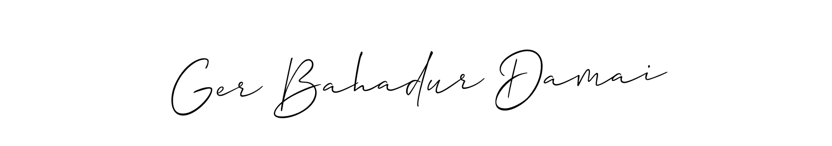 This is the best signature style for the Ger Bahadur Damai name. Also you like these signature font (Allison_Script). Mix name signature. Ger Bahadur Damai signature style 2 images and pictures png