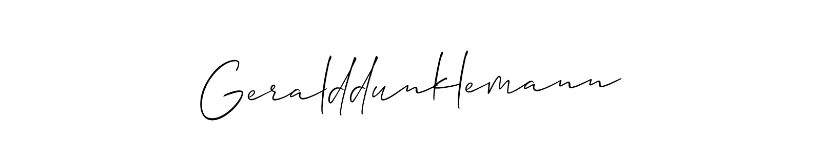 Allison_Script is a professional signature style that is perfect for those who want to add a touch of class to their signature. It is also a great choice for those who want to make their signature more unique. Get Geralddunklemann name to fancy signature for free. Geralddunklemann signature style 2 images and pictures png