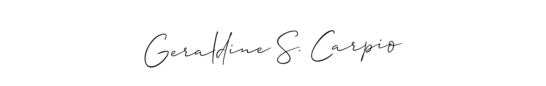 Make a short Geraldine S. Carpio signature style. Manage your documents anywhere anytime using Allison_Script. Create and add eSignatures, submit forms, share and send files easily. Geraldine S. Carpio signature style 2 images and pictures png