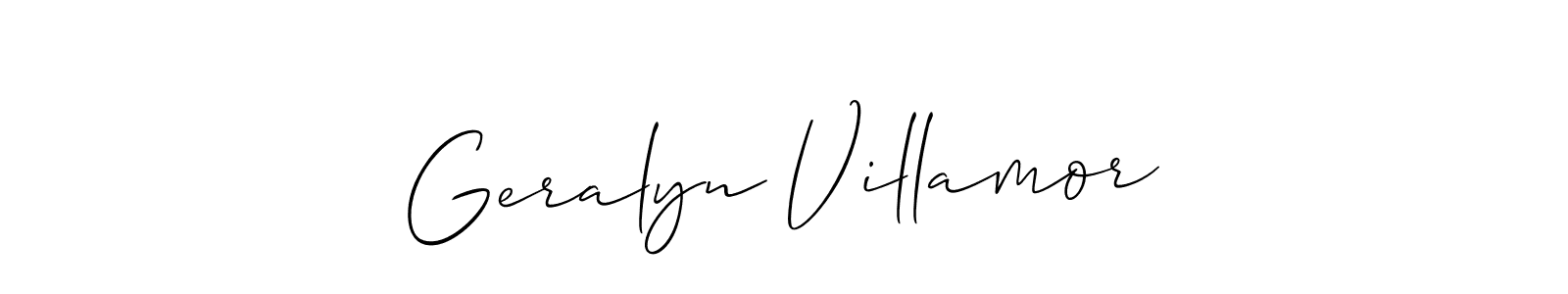 How to make Geralyn Villamor name signature. Use Allison_Script style for creating short signs online. This is the latest handwritten sign. Geralyn Villamor signature style 2 images and pictures png