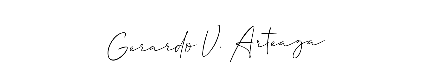The best way (Allison_Script) to make a short signature is to pick only two or three words in your name. The name Gerardo V. Arteaga include a total of six letters. For converting this name. Gerardo V. Arteaga signature style 2 images and pictures png