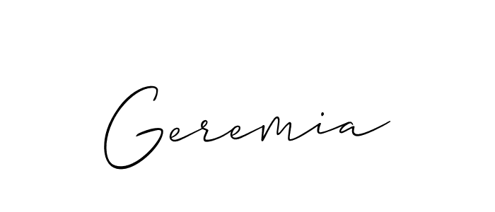 Allison_Script is a professional signature style that is perfect for those who want to add a touch of class to their signature. It is also a great choice for those who want to make their signature more unique. Get Geremia name to fancy signature for free. Geremia signature style 2 images and pictures png