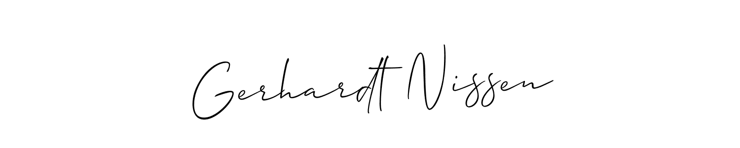 Make a short Gerhardt Nissen signature style. Manage your documents anywhere anytime using Allison_Script. Create and add eSignatures, submit forms, share and send files easily. Gerhardt Nissen signature style 2 images and pictures png