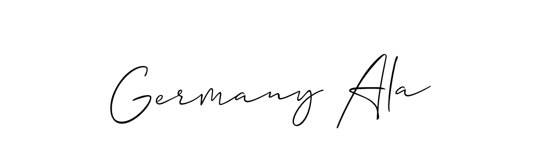 The best way (Allison_Script) to make a short signature is to pick only two or three words in your name. The name Germany Ala include a total of six letters. For converting this name. Germany Ala signature style 2 images and pictures png