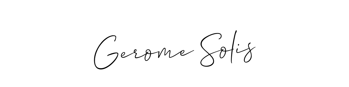 The best way (Allison_Script) to make a short signature is to pick only two or three words in your name. The name Gerome Solis include a total of six letters. For converting this name. Gerome Solis signature style 2 images and pictures png