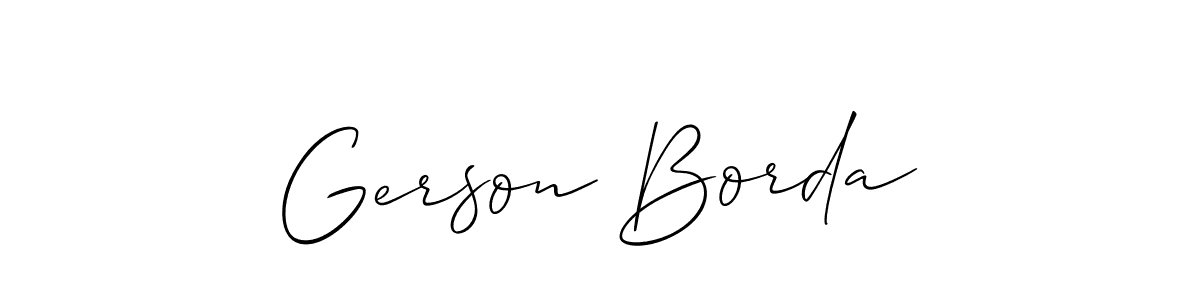 Create a beautiful signature design for name Gerson Borda. With this signature (Allison_Script) fonts, you can make a handwritten signature for free. Gerson Borda signature style 2 images and pictures png