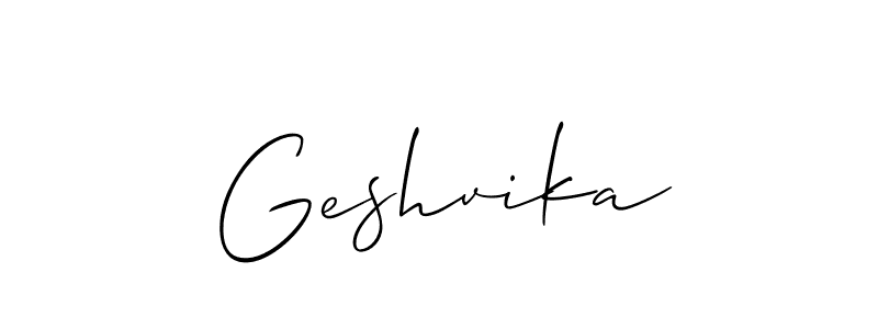 How to Draw Geshvika signature style? Allison_Script is a latest design signature styles for name Geshvika. Geshvika signature style 2 images and pictures png