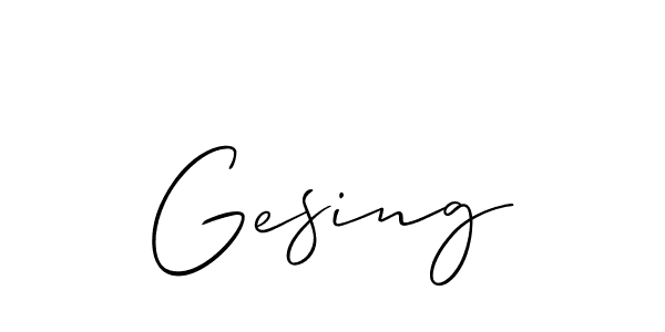 It looks lik you need a new signature style for name Gesing. Design unique handwritten (Allison_Script) signature with our free signature maker in just a few clicks. Gesing signature style 2 images and pictures png