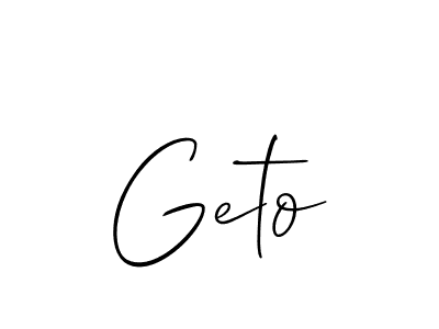 if you are searching for the best signature style for your name Geto. so please give up your signature search. here we have designed multiple signature styles  using Allison_Script. Geto signature style 2 images and pictures png