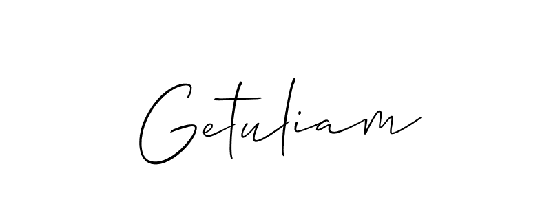 Design your own signature with our free online signature maker. With this signature software, you can create a handwritten (Allison_Script) signature for name Getuliam. Getuliam signature style 2 images and pictures png