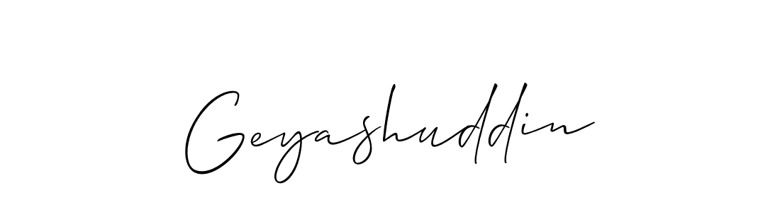 How to make Geyashuddin signature? Allison_Script is a professional autograph style. Create handwritten signature for Geyashuddin name. Geyashuddin signature style 2 images and pictures png