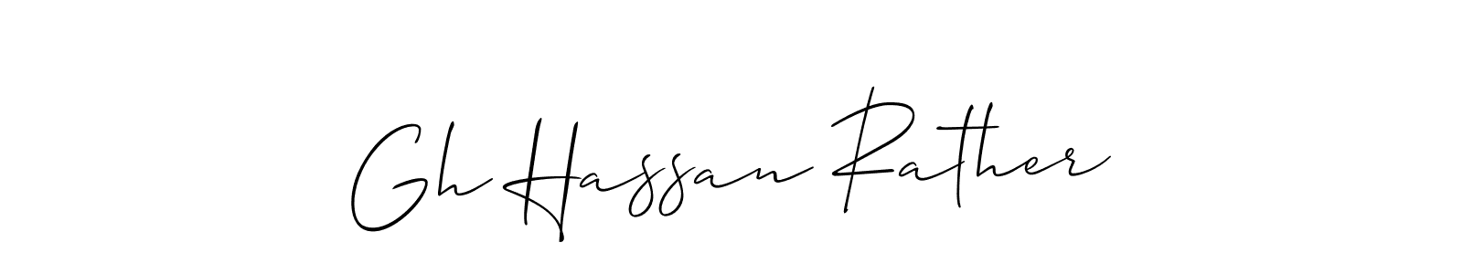 Make a short Gh Hassan Rather signature style. Manage your documents anywhere anytime using Allison_Script. Create and add eSignatures, submit forms, share and send files easily. Gh Hassan Rather signature style 2 images and pictures png