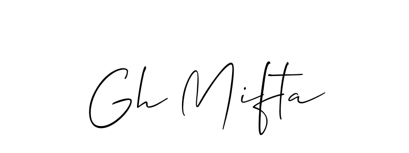if you are searching for the best signature style for your name Gh Mifta. so please give up your signature search. here we have designed multiple signature styles  using Allison_Script. Gh Mifta signature style 2 images and pictures png