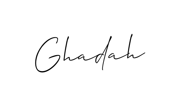 if you are searching for the best signature style for your name Ghadah. so please give up your signature search. here we have designed multiple signature styles  using Allison_Script. Ghadah signature style 2 images and pictures png