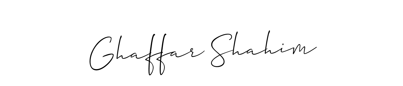 Create a beautiful signature design for name Ghaffar Shahim. With this signature (Allison_Script) fonts, you can make a handwritten signature for free. Ghaffar Shahim signature style 2 images and pictures png