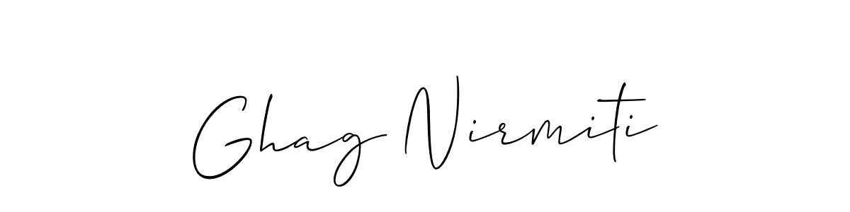 The best way (Allison_Script) to make a short signature is to pick only two or three words in your name. The name Ghag Nirmiti include a total of six letters. For converting this name. Ghag Nirmiti signature style 2 images and pictures png
