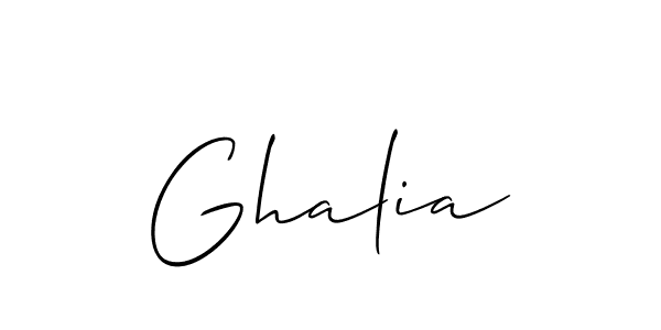 Use a signature maker to create a handwritten signature online. With this signature software, you can design (Allison_Script) your own signature for name Ghalia. Ghalia signature style 2 images and pictures png