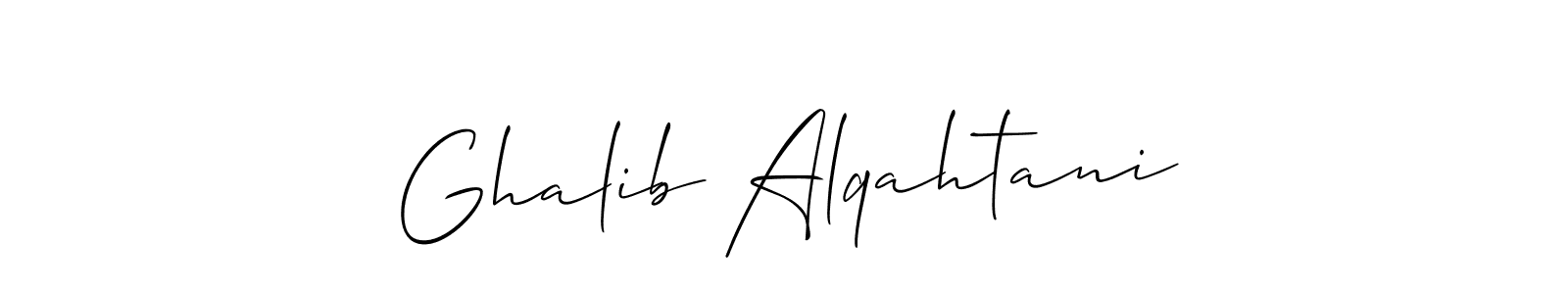 How to make Ghalib Alqahtani name signature. Use Allison_Script style for creating short signs online. This is the latest handwritten sign. Ghalib Alqahtani signature style 2 images and pictures png