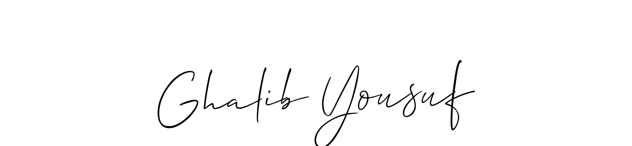 Use a signature maker to create a handwritten signature online. With this signature software, you can design (Allison_Script) your own signature for name Ghalib Yousuf. Ghalib Yousuf signature style 2 images and pictures png