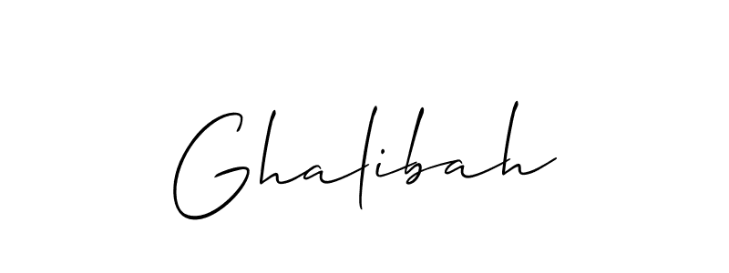 Design your own signature with our free online signature maker. With this signature software, you can create a handwritten (Allison_Script) signature for name Ghalibah. Ghalibah signature style 2 images and pictures png