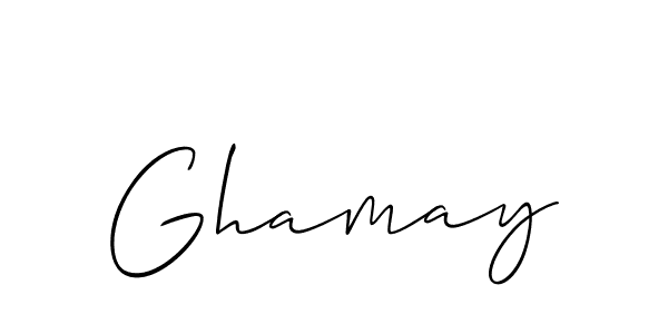 The best way (Allison_Script) to make a short signature is to pick only two or three words in your name. The name Ghamay include a total of six letters. For converting this name. Ghamay signature style 2 images and pictures png