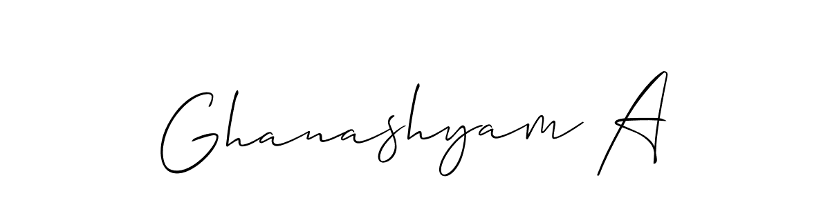 Also we have Ghanashyam A name is the best signature style. Create professional handwritten signature collection using Allison_Script autograph style. Ghanashyam A signature style 2 images and pictures png