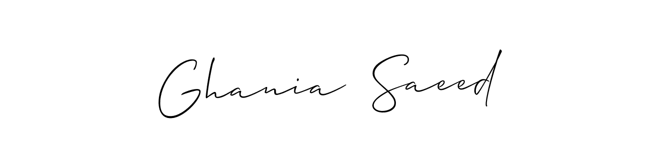 You should practise on your own different ways (Allison_Script) to write your name (Ghania  Saeed) in signature. don't let someone else do it for you. Ghania  Saeed signature style 2 images and pictures png