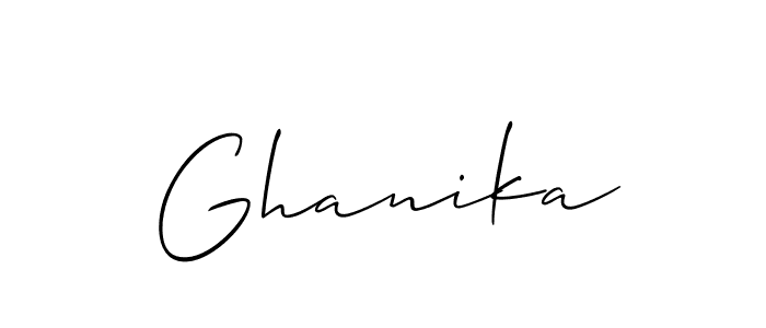 Design your own signature with our free online signature maker. With this signature software, you can create a handwritten (Allison_Script) signature for name Ghanika. Ghanika signature style 2 images and pictures png